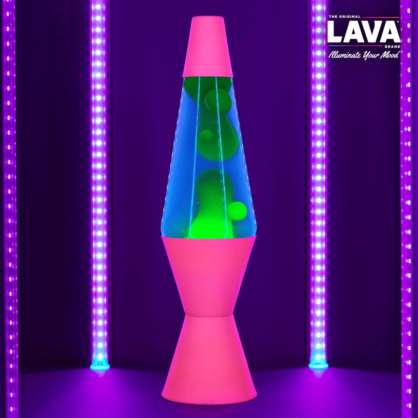 Lava The Original Lamp - 14.5" Neon Pink - Classic Liquid Motion Lamp - Green/Yellow and Blue Liquid - Item #2383 (Amazon Exclusive)