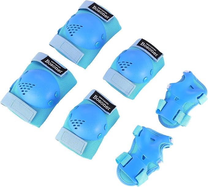 BOSONER Kids/Youth Knee Pads Elbow Pads Wrist Guards Set for 3-15 Years, Child Protective Gear Set for Roller Skates, Cycl...