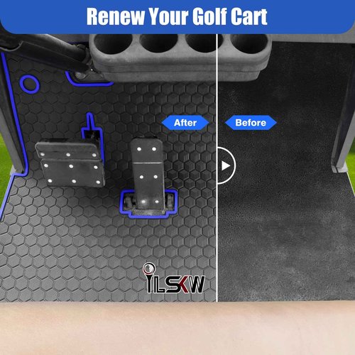 EZGO TXT Golf Cart Floor Mat, Upgraded Non-Slip Improved Full Coverage Liner Mats Unique with 8mm Thickness Rubber, Fits for EZGO TXT (1994+), EX1 (2020), Valor, Cushman Workhorse & Express S4