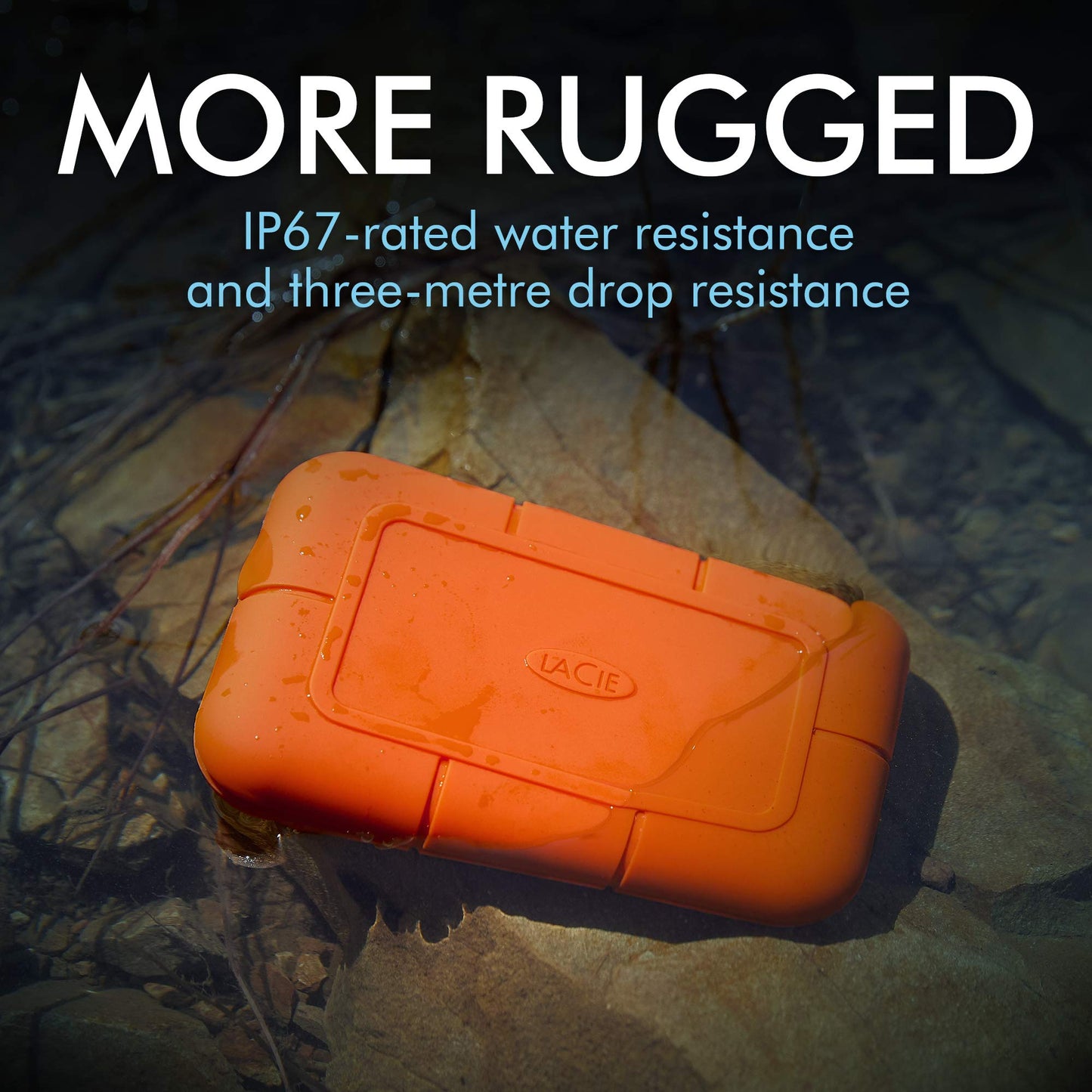 Lacie Rugged Ssd 4Tb Solid State Drive - Usb-C Usb 3.2 Nvme Speeds Up To 1050Mb/S, Ip67 Water Resistant, 3M Drop Resistant, Encr