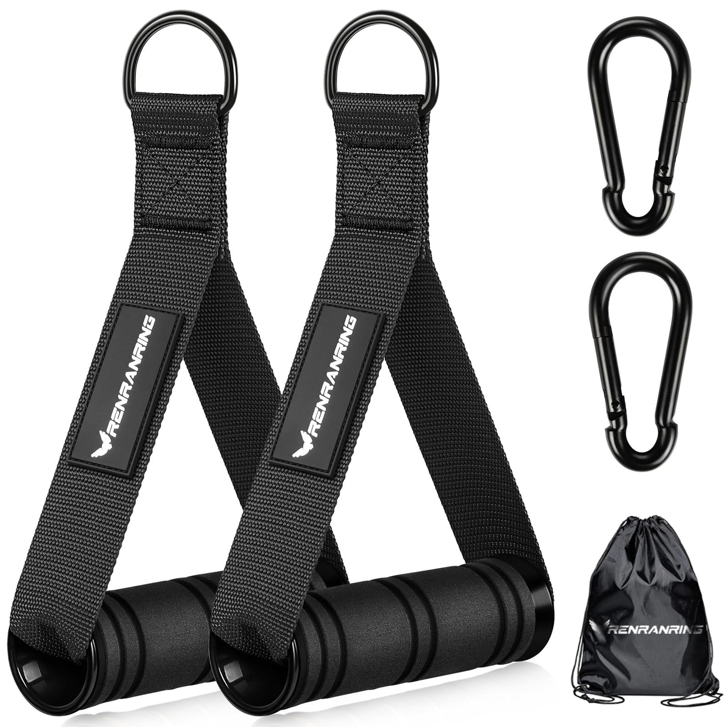 RENRANRING Gym Exercise Handles, Replacement Handle Attachments for Cable Machine Pulleys, Resistance Band and Strength Trainer, Pull Down Workout Accessories, Home Gym Add On Equipment