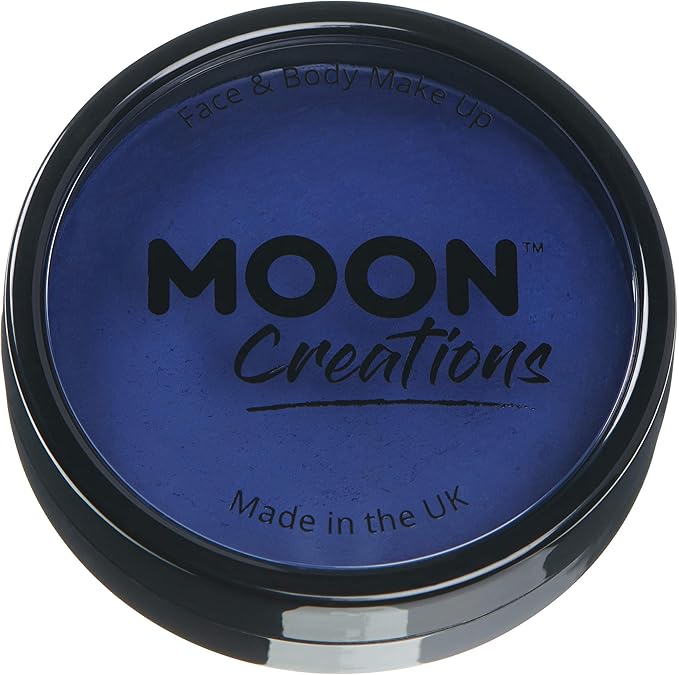 Moon Creations Pro Face & Body Paint Cake Pots Dark Blue - Professional Water Based Face Paint Makeup for Adults, Kids - 1.26oz