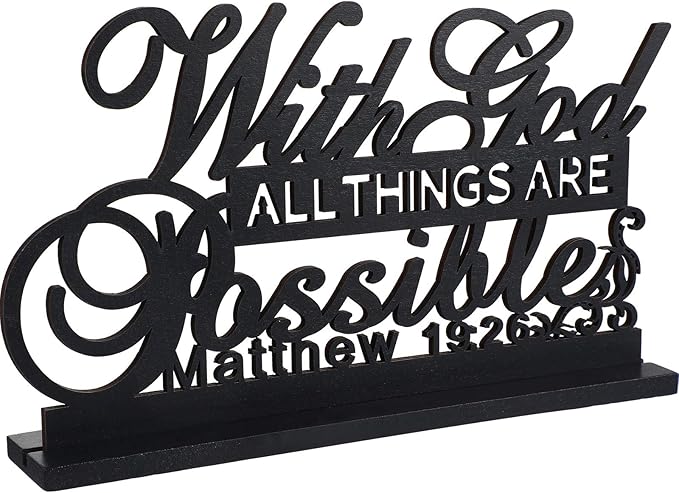 Jetec Inspirational Table Art with God All Things Are Possible Positive Sign Home Table Decoration, Motivational Centerpie...