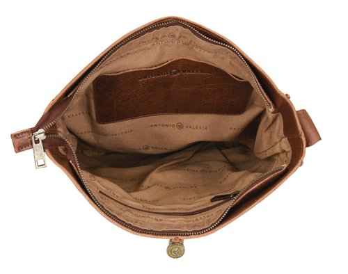 ANTONIO VALERIA Austin Oily Washed Redwood Leather Messenger Bag for Men