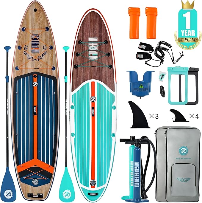 Niphean Inflatable Paddle Board, Niphean Inflatable Stand Up Paddle Board with Durable SUP Accessories, 11' and 10'6'' Sta...