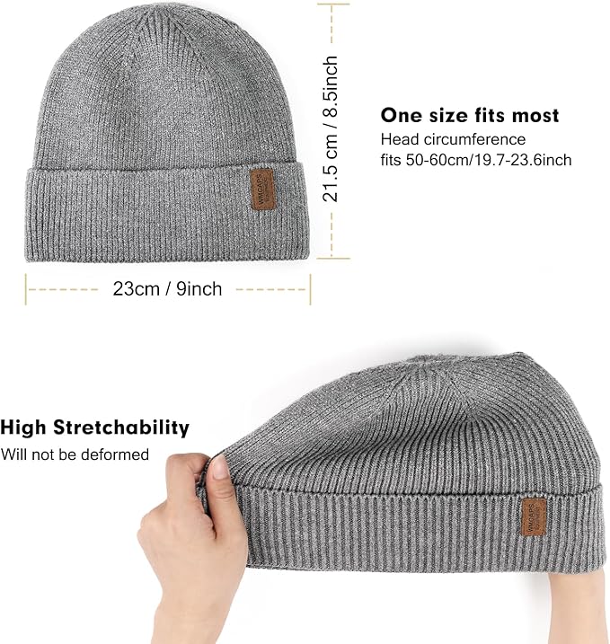 Wmcaps Winter Beanie for Men Women, Fleece Lined Beanie Soft Warm Knit Hat Ski Stocking Cuffed Cap