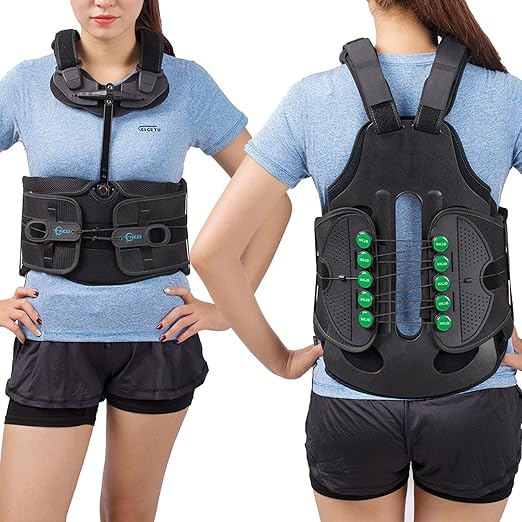 TODDOBRA TLSO Thoracic Full Back Brace for Men Women for Kyphosis, Post Op Recovery, Compression Fractures, Scoliosis, DDD, Herniated Discs, Adjustable Thoracic Lumbar Spine Support (Size Large)
