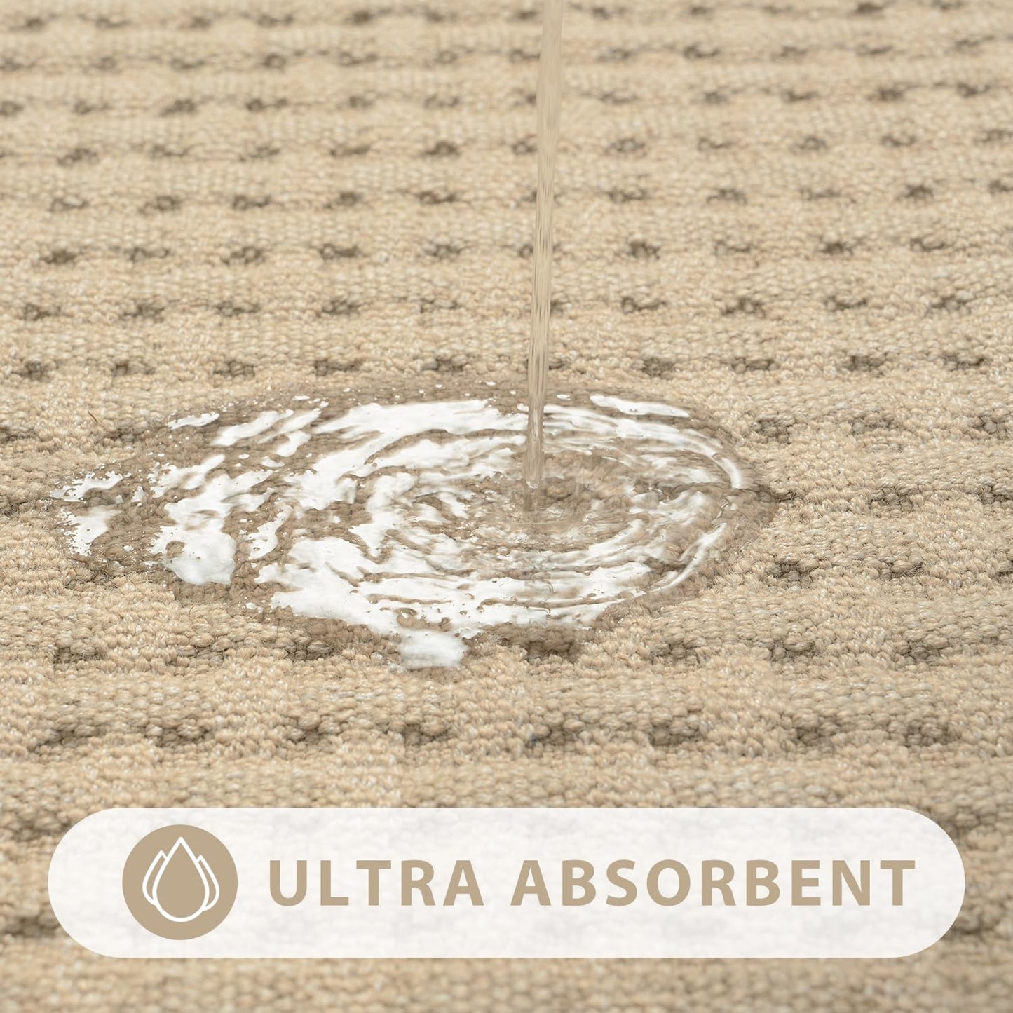 Uphome Khaki Bath Mat Waffle Non Slip Bathroom Rugs Neutral Woven Super Absorbent Bath Rugs Shaggy Soft Quick Dry Washable Thin Shower Rug for Tub Toilet Vanity, 16x24 inch