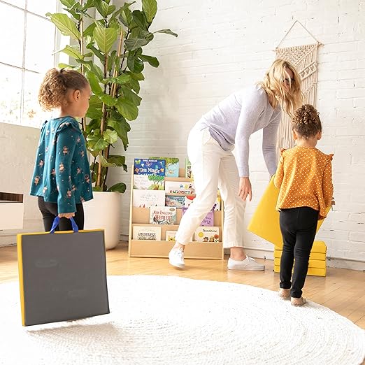 ECR4Kids SoftZone Floor Cushions, Square, Flexible Seating, Yellow, 6-Piece