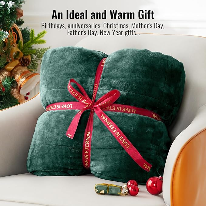Uttermara Weighted Blanket for Adults, Queen Size Heavy Blanket with Reversible Soft Shiny Velour Fleece and Cozy Warm Sherpa for Couch Bed, Calming and Relaxing, 60 x 80 inches 15 lbs, Green