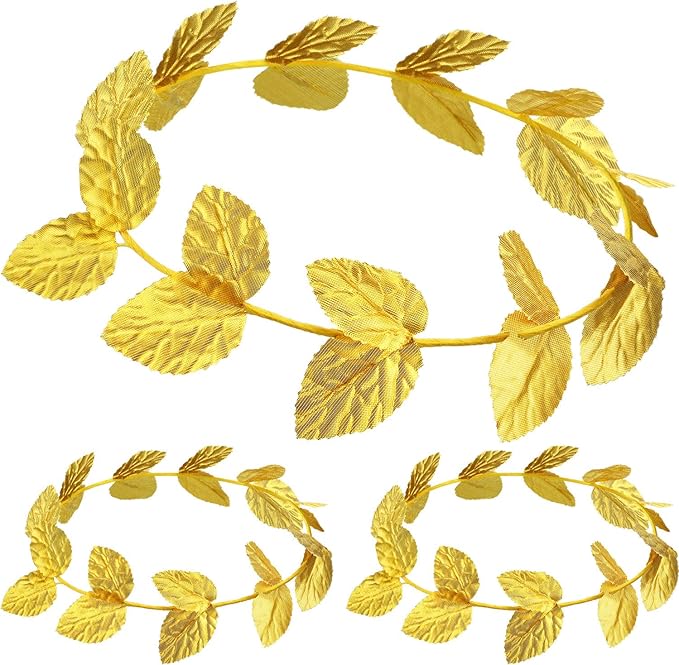 meekoo Gold Laurel Crown Wreath Greek Leaf Headband Toga Party Roman Caesar Headpiece Goddess Costume for Women Men Weddin...