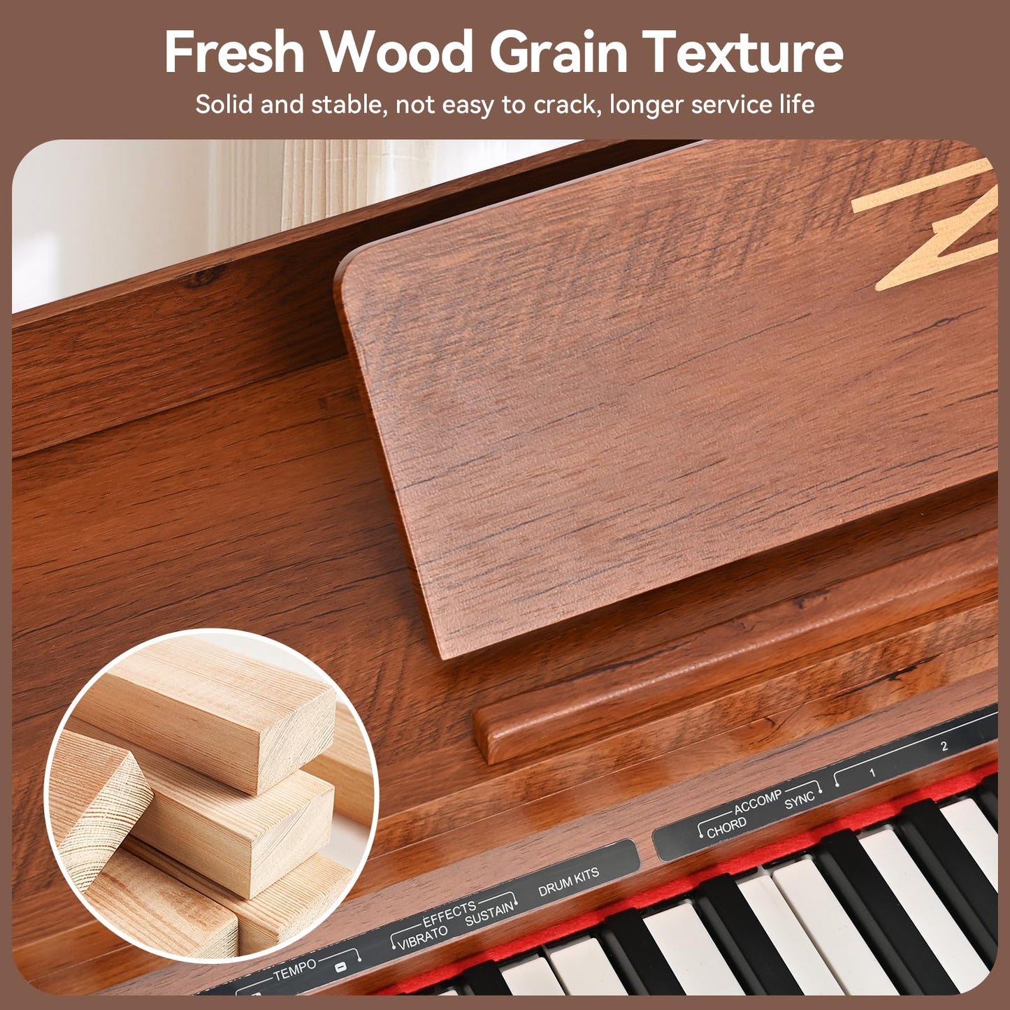 ZHRUNS Digital Piano 88 Key Full-Size Weighted Keyboard, Wooden Classic Upright Electric Piano with Headphone Jack, Piano Stand, 3 Pedal, Suitable for Beginner, Professional