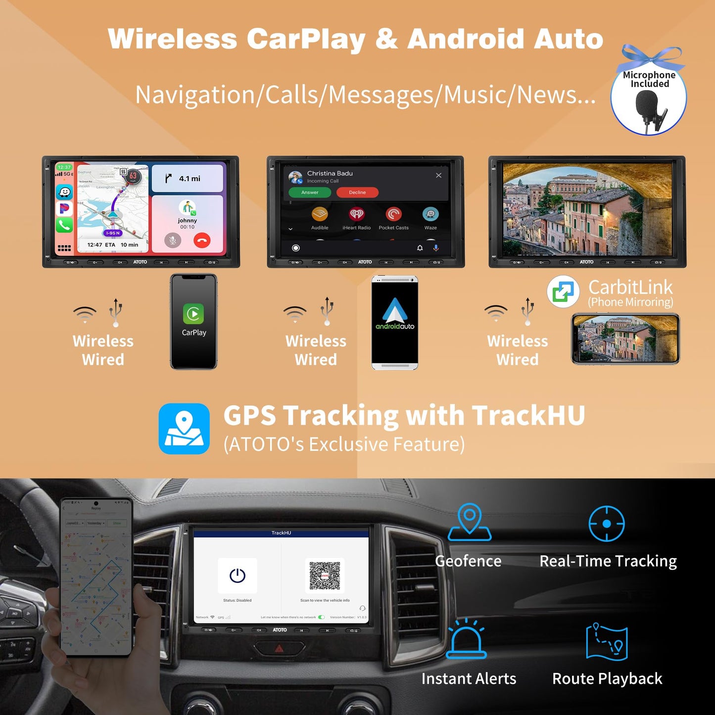 ATOTO S8 8-Core 7inch Android Double Din Car Stereo Receivers, Wireless CarPlay & Android Auto, Built-in 4G, WiFi/BT/USB, Dual Bluetooth, 4G+32G, HD LRV&SCVC, DSP, AI Chat&GPS Tracking, S8G2A74MS