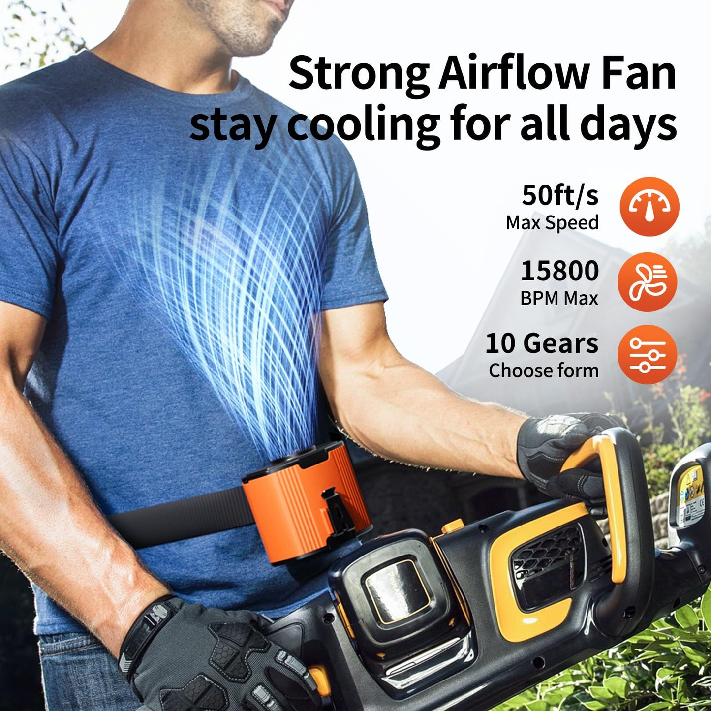 Waist Fan,Portable Fan Rechargeable,Strong Airflow Mini Wearable Belt Fans,10 Speed Portable Neck Fans,Outdoor,Camping,Jobsite,F