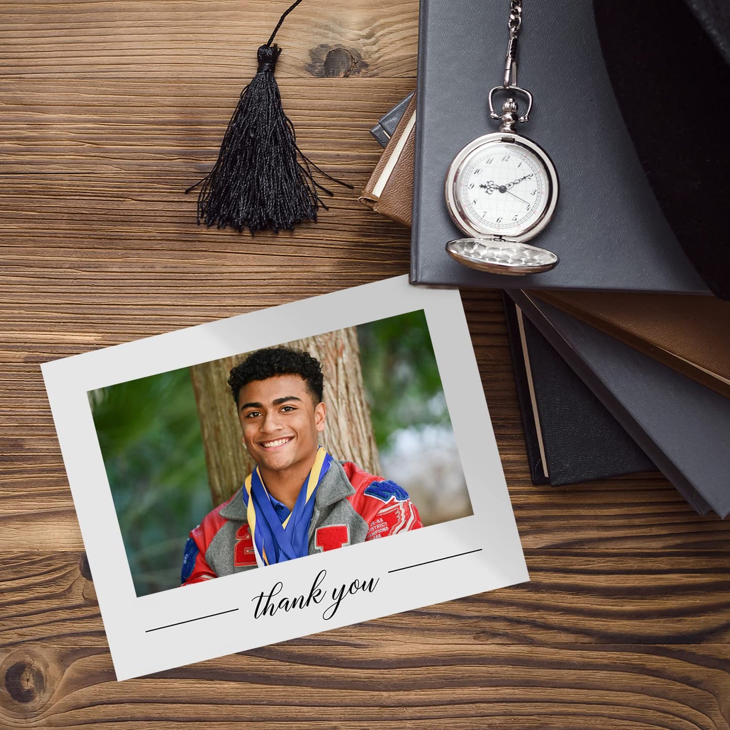 SBLABELS Personalized Simple Photo Thank You Cards / 100 Modern All Occasion Custom Bulk Thanks Note Cards With White Envelopes / 4 1/4" x 5 1/2" Wedding Anniversary Appreciation Greeting Cards