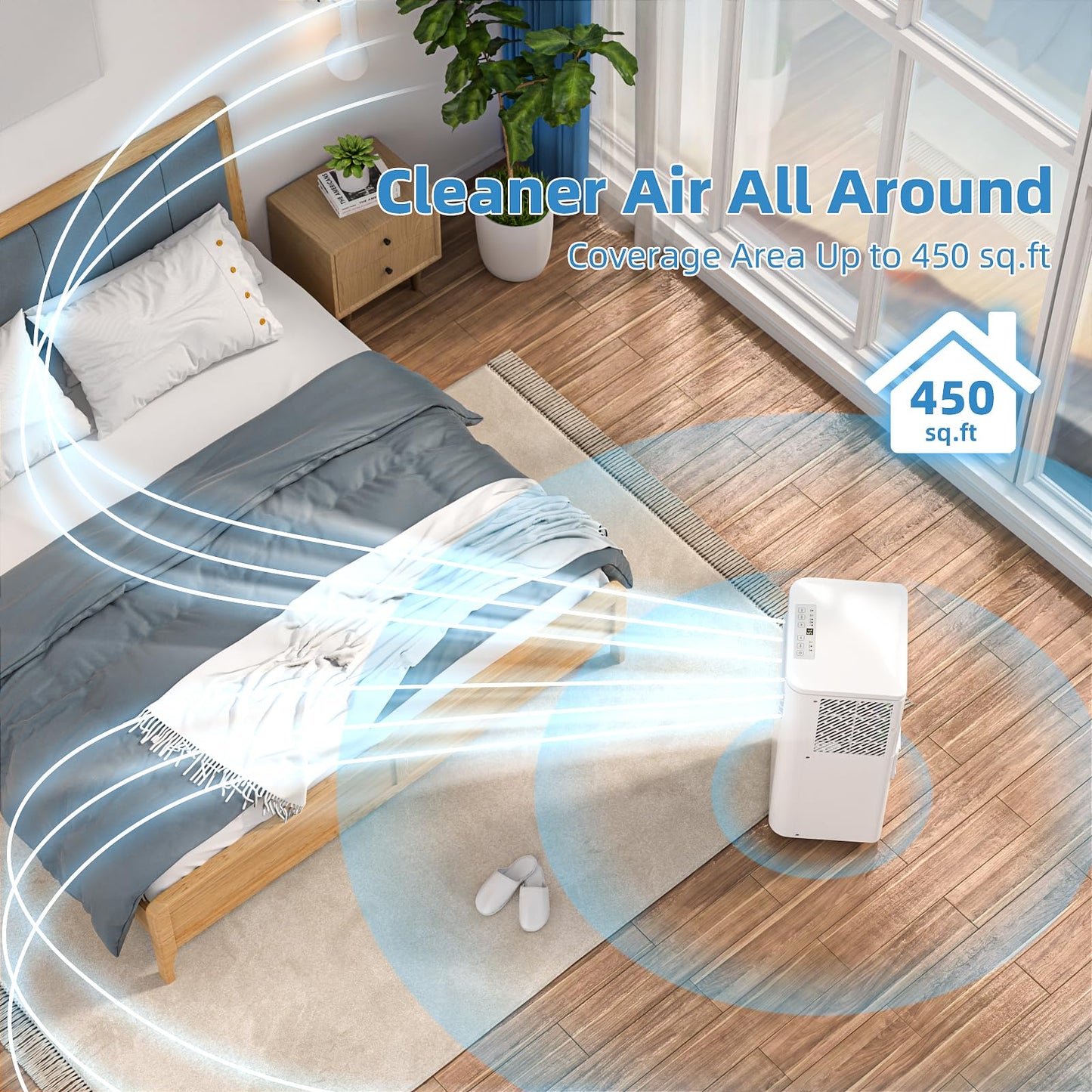 3-in-1 Portable Air Conditioners，10000BTU Portable AC Units Cools 450 Sq.Ft. with 24H Timer Remote Control，Easy Install Kit for Bedroom, Office, Dorm