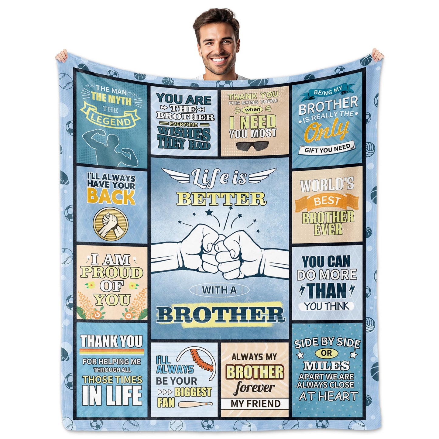 LekinGift Brother Gifts, Gifts for Brother from Brothers to My Brother's Blanket 60''x50'' Best Gift for Fathers Day Birthday Valentines Christmas Day Bday Present for Brothers, Bro Gift for Men