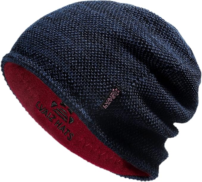 Lvaiz Mens Winter Beanie Hat Warm Fleece Lined Skull Cap for Men Reversible Women Windproof Watch Hat Knit Warm Unisex Beanie