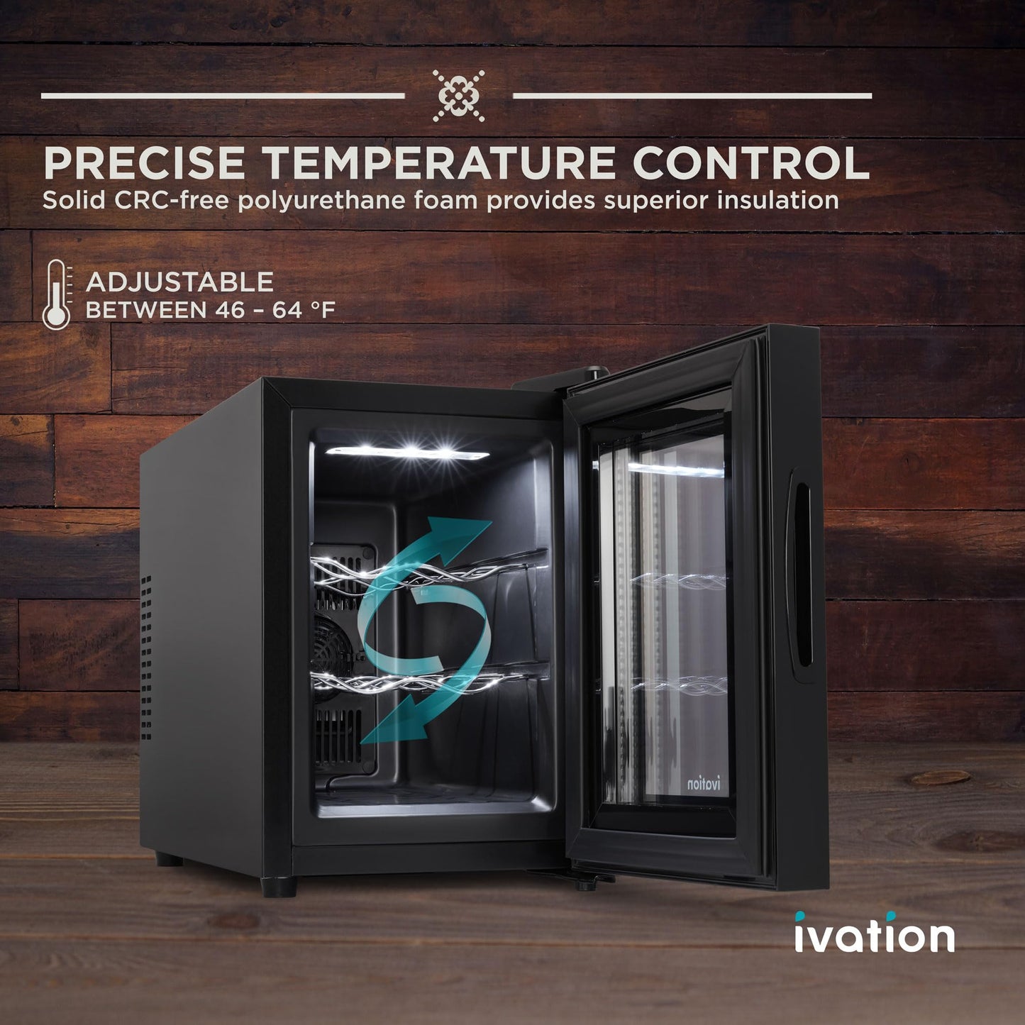 Ivation Premium 6 Bottle Horizontal Thermoelectric Wine Cooler/Chiller Counter Top Red & White Wine Cellar w/Digital Temperature, Freestanding Refrigerator Quiet Operation Fridge