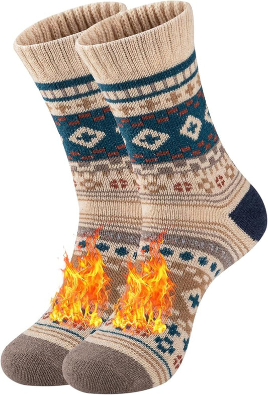 1 Pairs Plush Socks for Men Warm Thick Winter Hiking Cozy Knit Thermal Crew Socks
