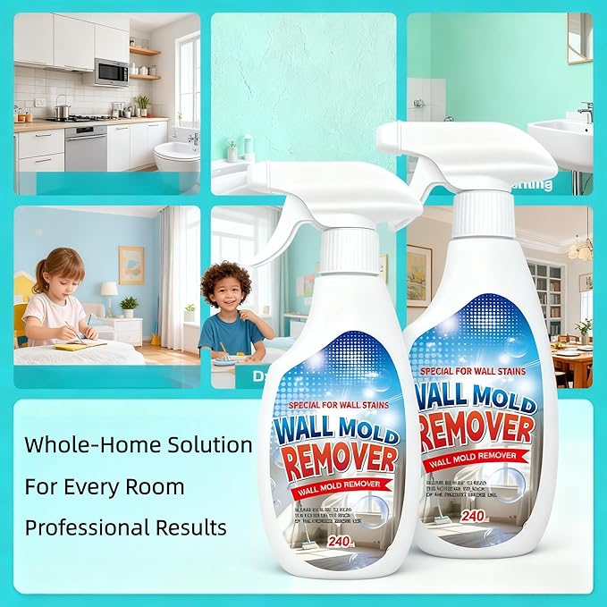 Streak-Free Wall Stain Remover Spray for Painted Walls, Multi-Surface Cleaner for Dirt, Grease & Marks, No-Rinse Formula for Home Use (2 Pcs)
