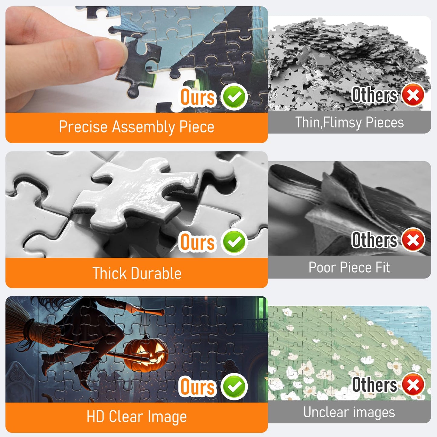 Halloween Puzzles 1000 Pieces-Creative Play & Haunted House Pumpkin,Witch,Ghost,Grave Theme Puzzles-for Holiday Party Gifts or Halloween Home Decorations