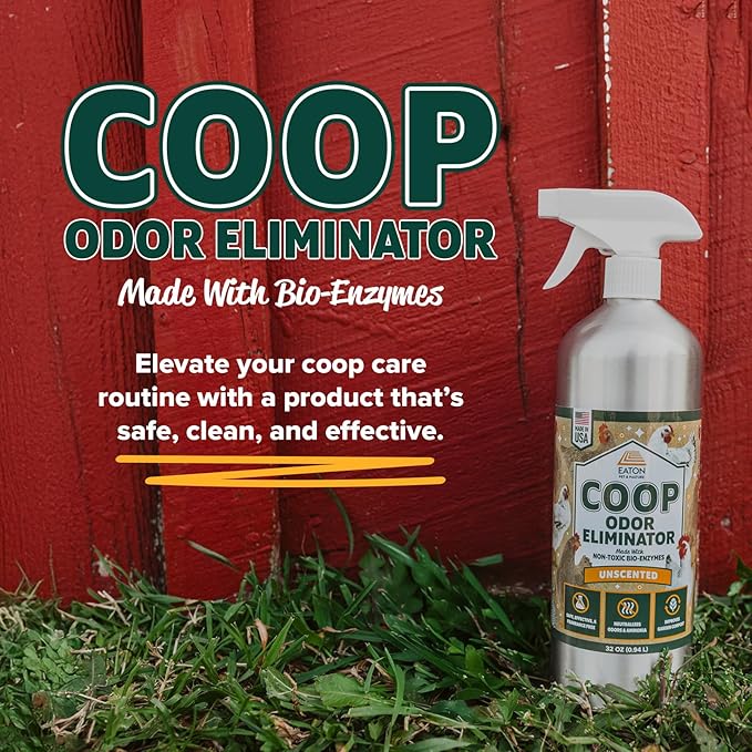 Coop Odor Eliminator Spray- All-Natural, Unscented Enzyme-Based Formula for Poultry | Neutralizes Ammonia, Supports Composting & Sustainable Coop Care | Safe for Chickens & Flocks