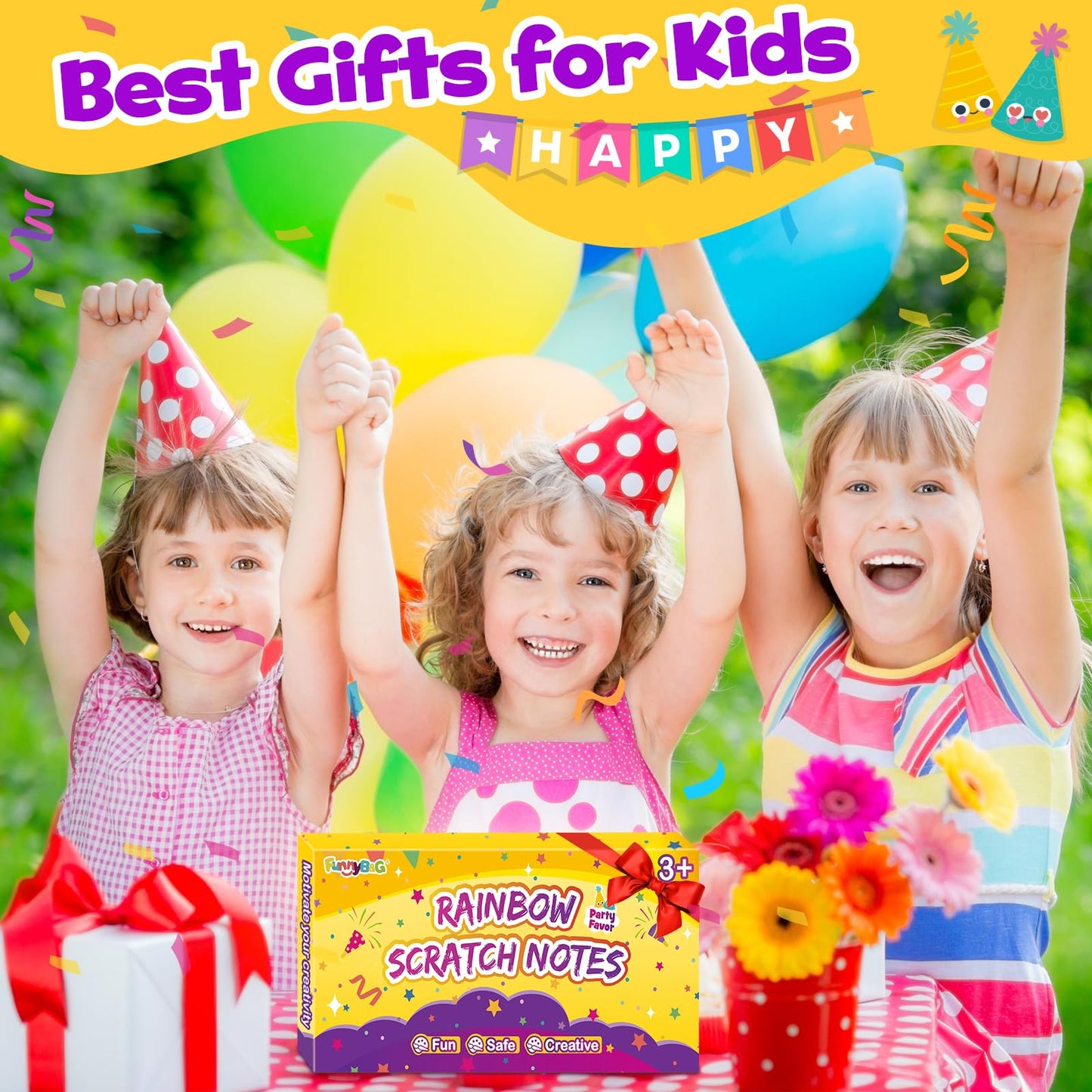 FUNNYB&G Rainbow Scratch Art Party Favors for Kids：288 PCS Scratch Paper Art Craft Kit Girls Boys Back To School Gifts for Kids Students Bulk Birthday Classroom Prizes Goodie Bags Stuffers Mini Notes