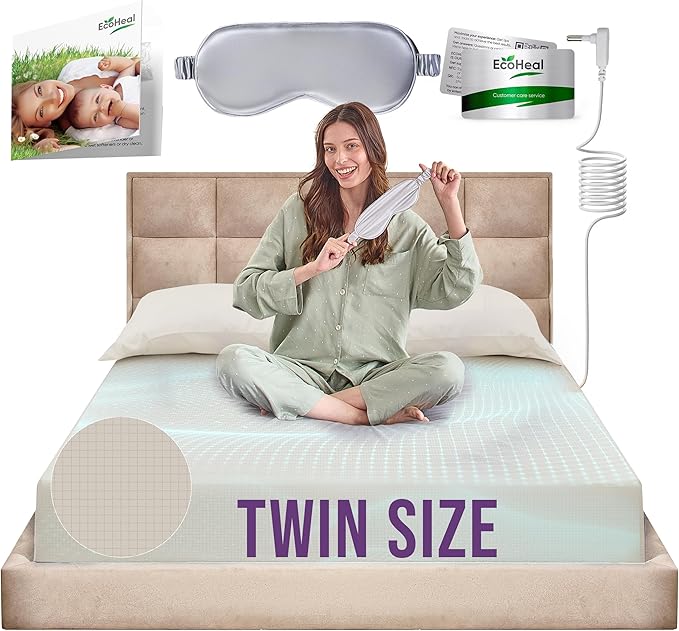Earth Grounding Sheets Twin Size with 12% Silver Fiber & 4% Silk & 84% Cotton - Beige - SGS Quality Certified Grounded Well Bed Sheet - Conductive Fitted Sheet for Better Sleep