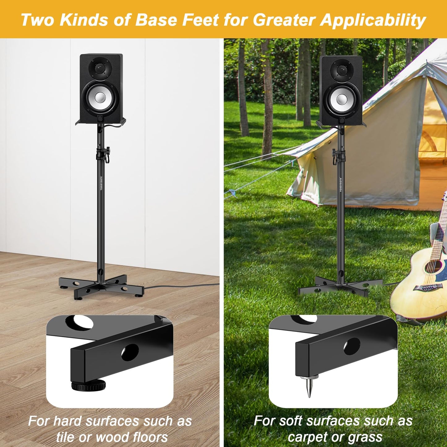 Vondynote Set of 2 Studio Monitor Stands Adjustable Height Speaker Stands with Cable Management