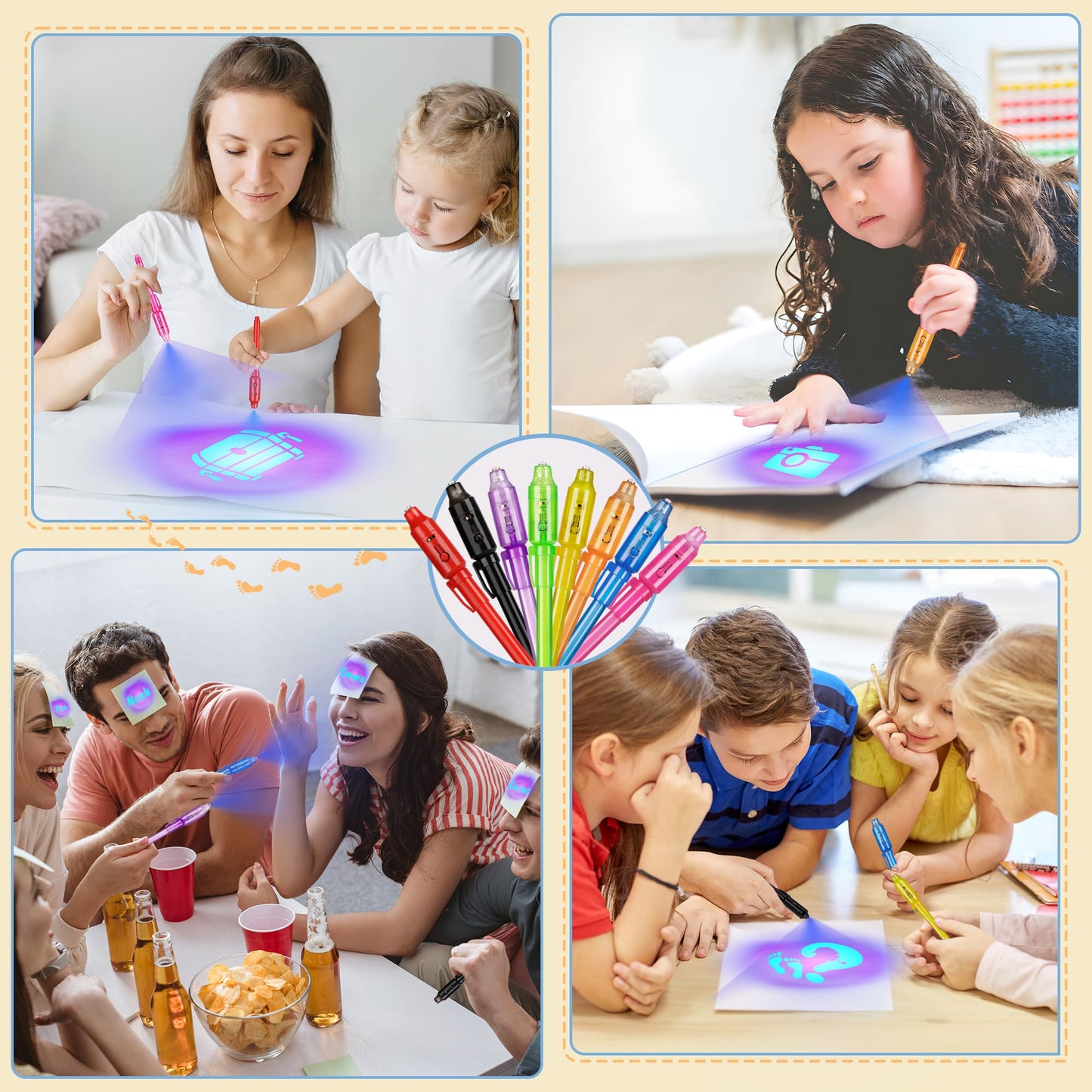 inkipen Invisible Ink Pen 24Pcs+ Notebooks, Spy Pens with UV Light, Magic Marker, Classroom Prize, Birthday Party Favors for Kids 8-12, Kids Stocking Stuffers
