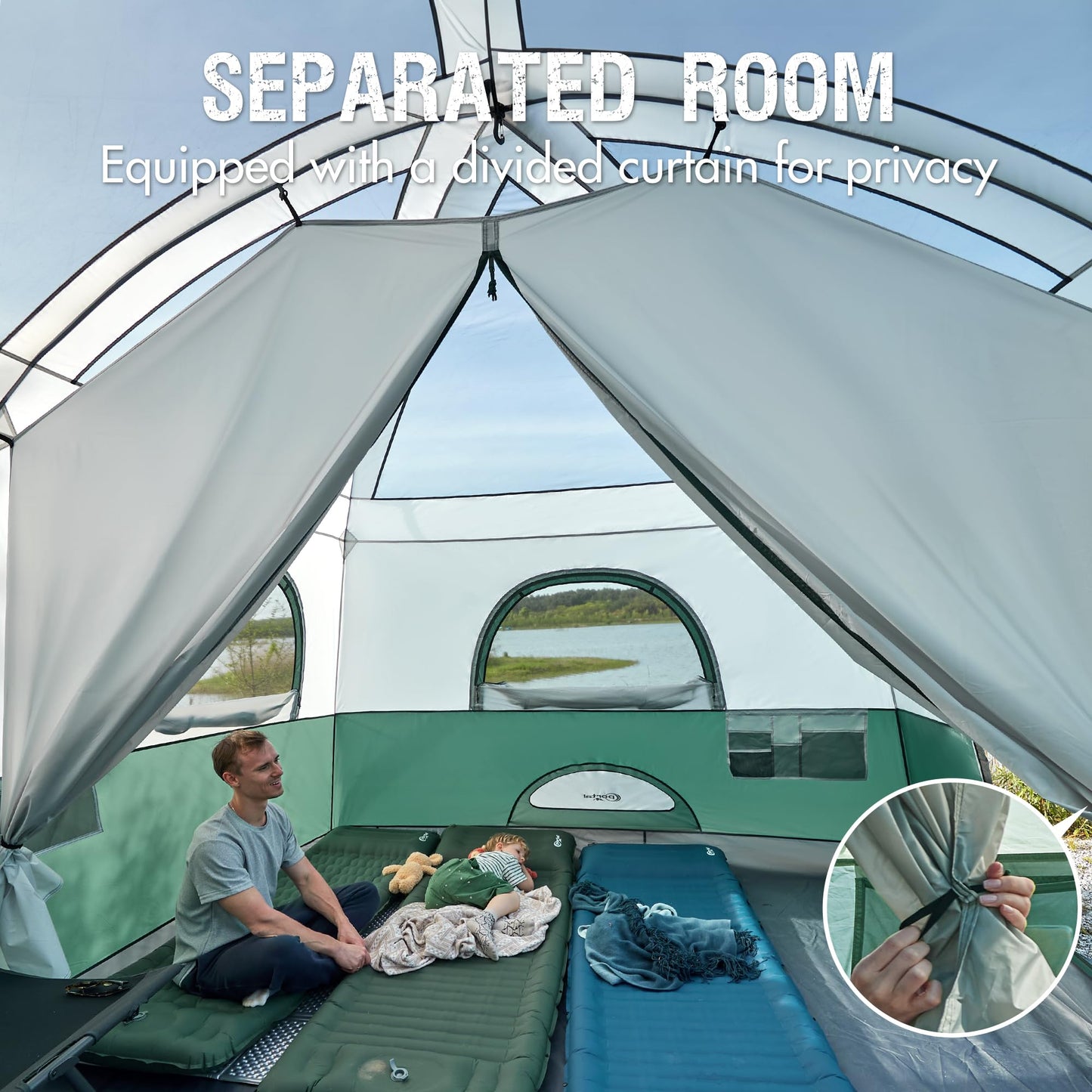 PORTAL Camping Tent, 10 Person Instant Cabin Tent with Rainfly, Large Mesh Windows & Upgraded Ventilation, Portable Big Tents with Carry Bag for Family Outdoor, Backpacking, Hiking