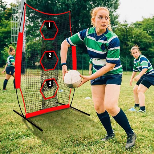 Doublehorse Football Throwing Net - 5x7FT Portable Rugby Quarterback Target Toss Kicking Practice Training Game for Outdoor Indoor Backyard Sports Field Teens Adults Practice Gifts