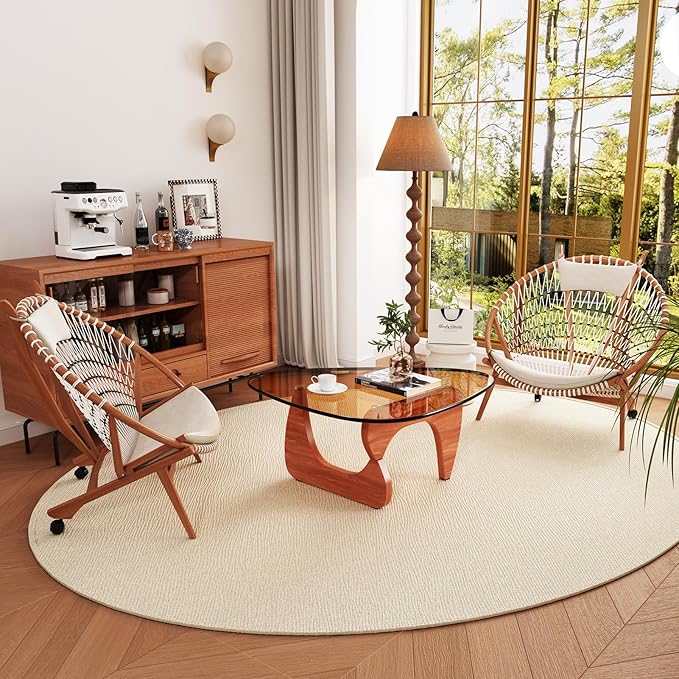 LUCKIIA Coffee Tables Glass Small Farmhouse Coffee Table Mid-Century Modern Wood Center Table for Living Room, Walnut Brown, 36 Inch