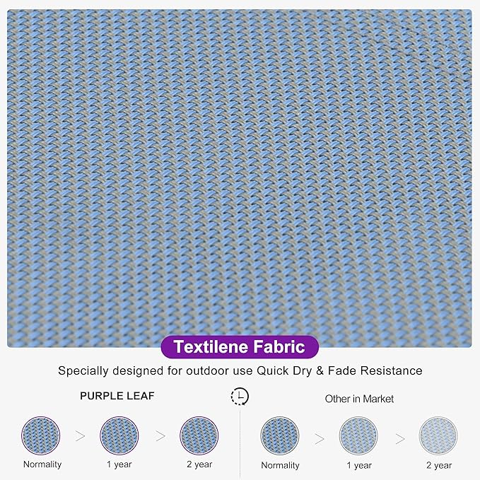 PURPLE LEAF Outdoor Chaise Lounge Set for 2 Oversized Pool Lounge Chairs with Easy-to-Move Wheels and Adjustable Backrest Extra Large Patio Loungers for Poolside Deck Beach Yard Table Included, Indigo
