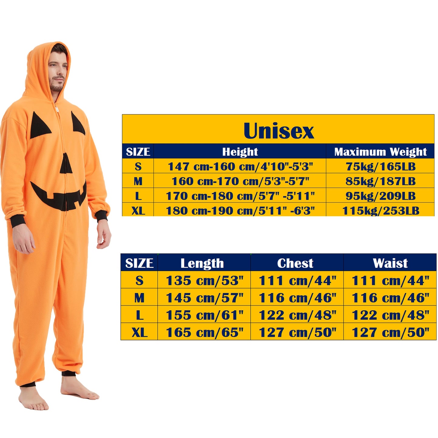 MAJ&COS Pumpkin Costume Halloween Onesies Animal Pajamas Onesie Adult Cartoon Cosplay Christmas For Women Men