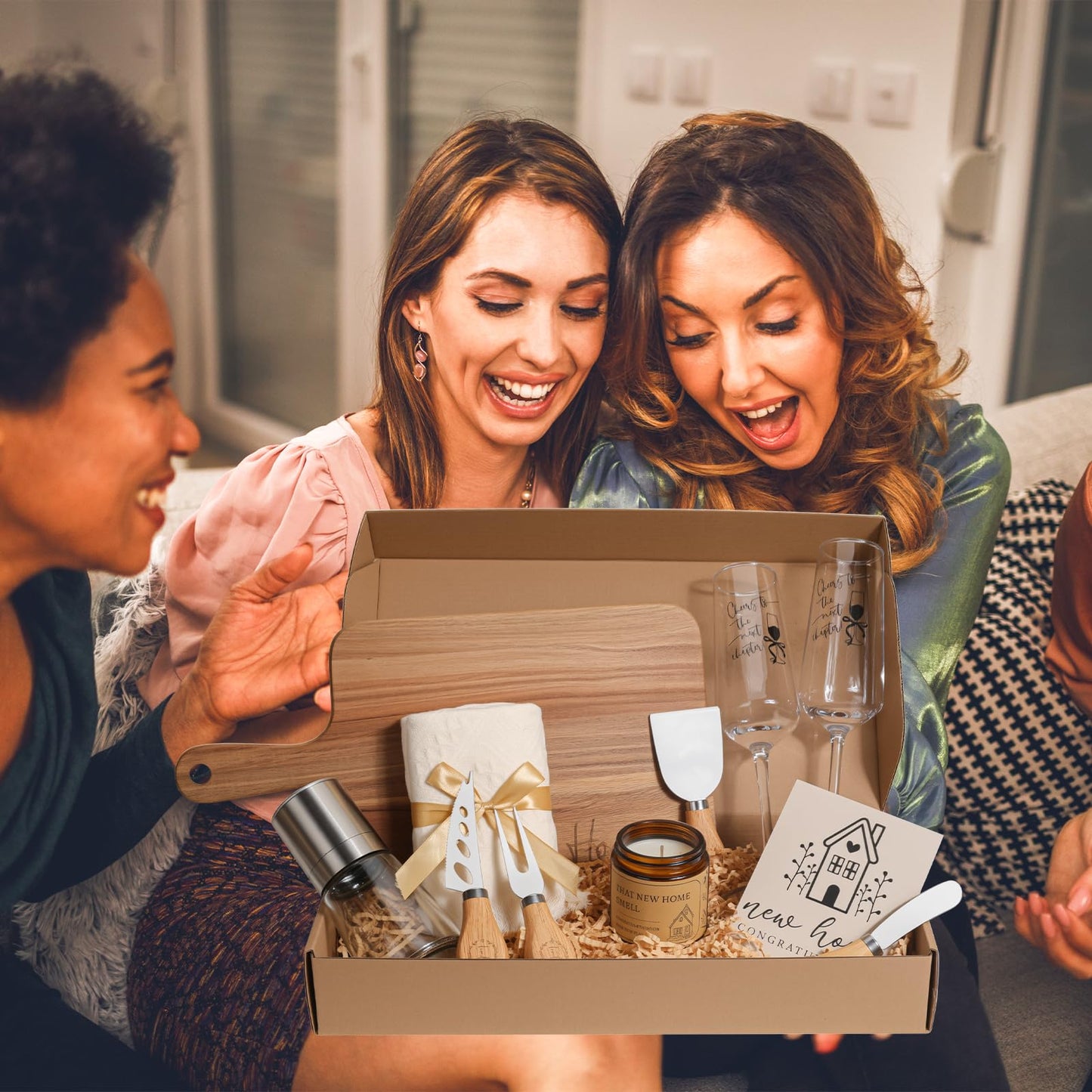 Personalized Wedding Gifts for Couples 2025 | Wedding Registry Ideas with Custom Champagne Flutes, Acacia Wood Board, Cotton Towel, Bridal Shower Gift Basket | Wedding Gifts for Newlyweds