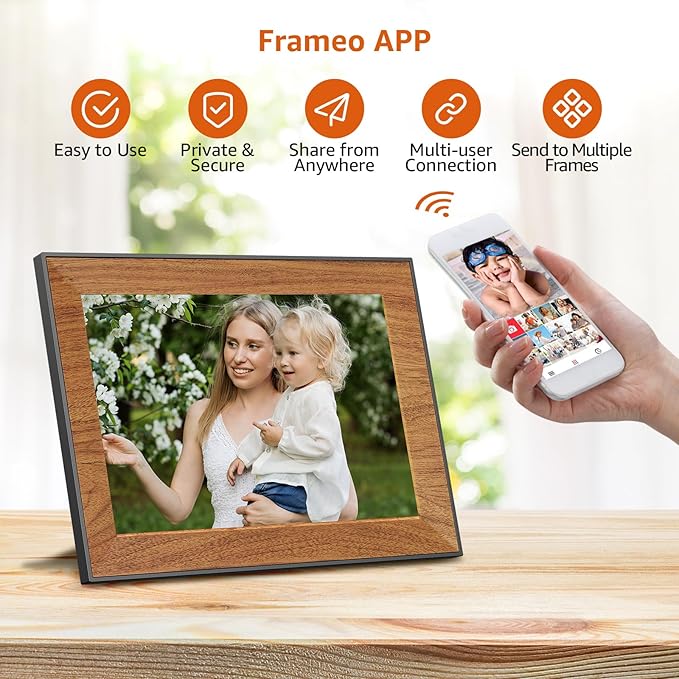 Digital Picture Frame,WiFi frameo Digital Photo Frame with 10.1 Inch 1280x800 IPS Touch Screen,Easy Load from Phone Digital Frame,Auto Rotating Pohto/Video by Electronic Picture Frame,Best Gift