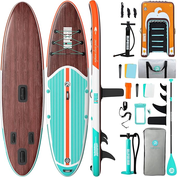 Niphean Inflatable Stand Up Paddle Board with Stabiltrac Fin Design and SUP Accessories & Niphean Dog Pool Ramp(Full-Cover...