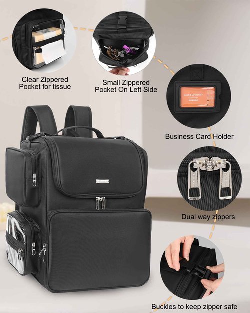 Relavel Hair Tools Travel Bag Hair Stylist Backpack Hairdresser Cosmetology Bag, Heat Insulation Full Layer for Curling Iron, Hair Straightener, Travel Accessories Train Case Barber Organizer, Black