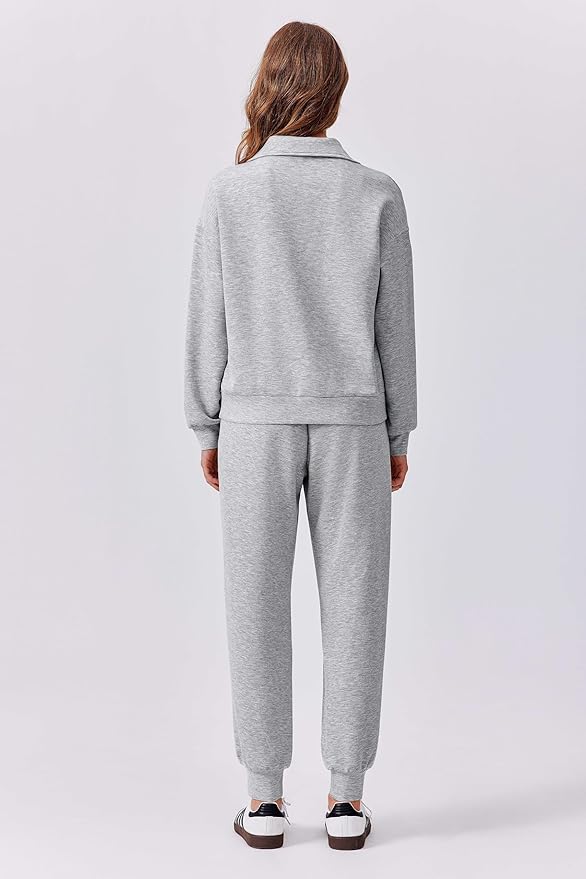 PINSPARK 2 Piece Sets for Women 2025 Fall Travel Outfits Long Sleeve Tracksuit Joggers Sets Half Zip Sweatsuit Matching Set