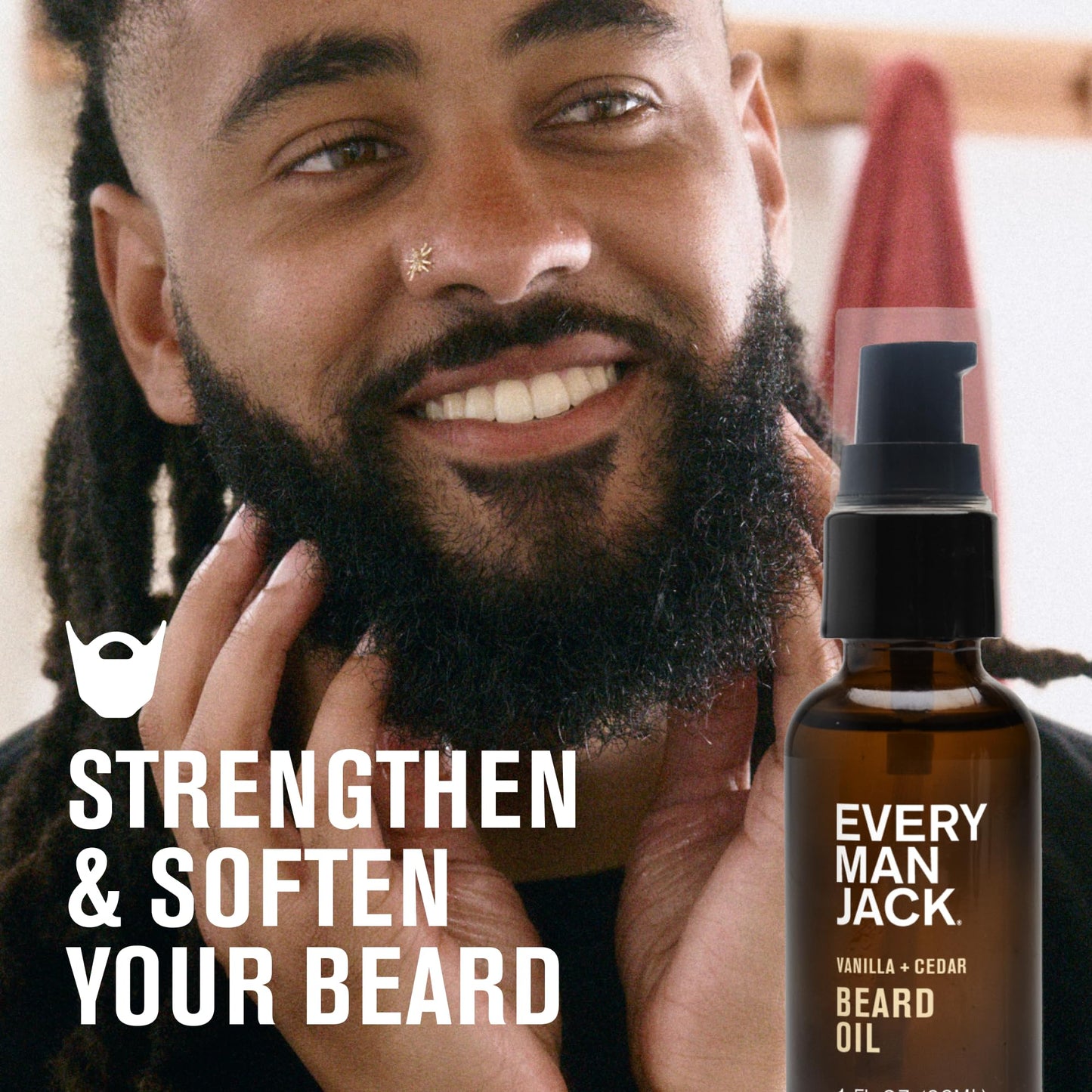 Every Man Jack Mens Beard Oil - Vanilla + Cedar Fragrance - Deeply Moisturizes and Softens Your Beard and Adds a Natural Shine -