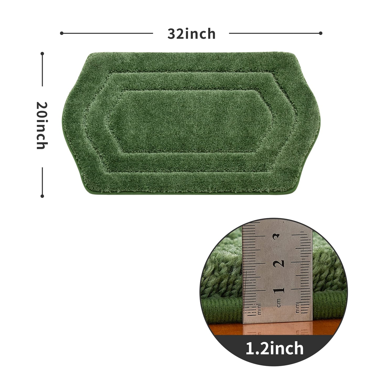 COSY HOMEER Extra Thick Bath Rugs for Bathroom - Anti-Slip Bath Linen Sets Mats Soft Plush 100% Strong Polyester Living Room Bedroom Water Absorbent(Green,20x32 - Inches)