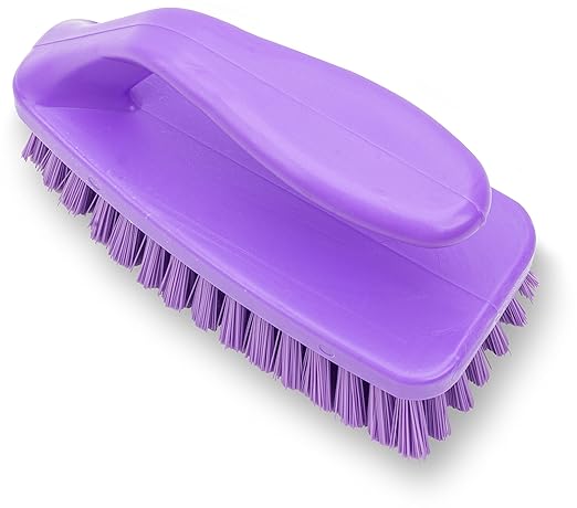 SPARTA Scrub Brush with Iron Shaped Handle and Stiff Bristles, Heavy Duty Scrubber Brush for Kitchen, Bathroom, Shower, Tile, Sink, Carpet and Bakepans, Polypropylene, 6 Inches, Purple, (Pack of 6)