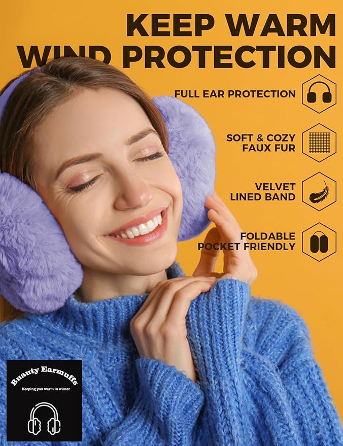 Buauty Ear Muffs Winter Women Men Soft Earmuffs Cute Ear Covers Cold Weather Fluffy Ear Warmers Headband Winter Accessories