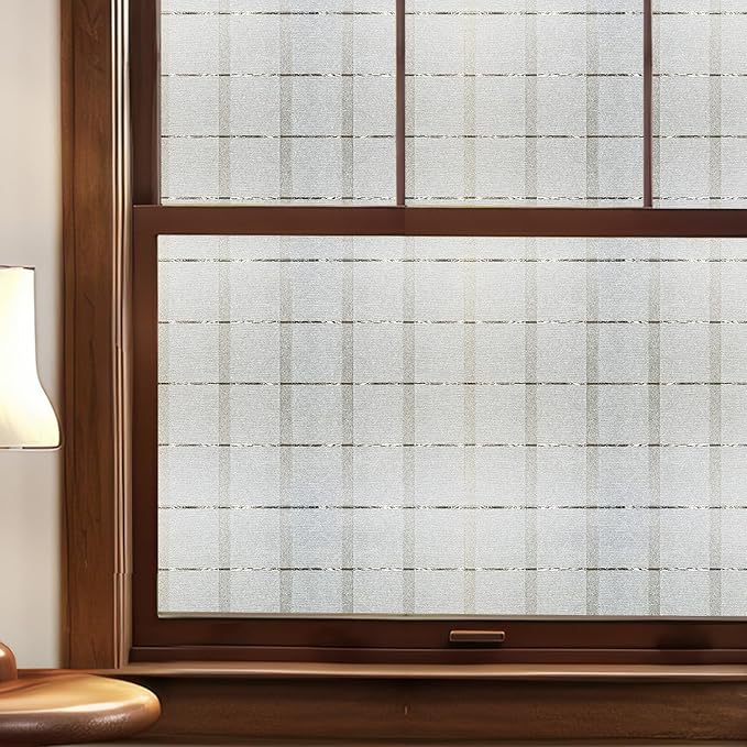 Window Privacy Film, Frosted Glass Decorative Static Cling, Removable Sun Blocking Vinyl Covering,Window Film for Home Kitchen Living Room Bathroom, Star Shield,17.3" x 78.7"