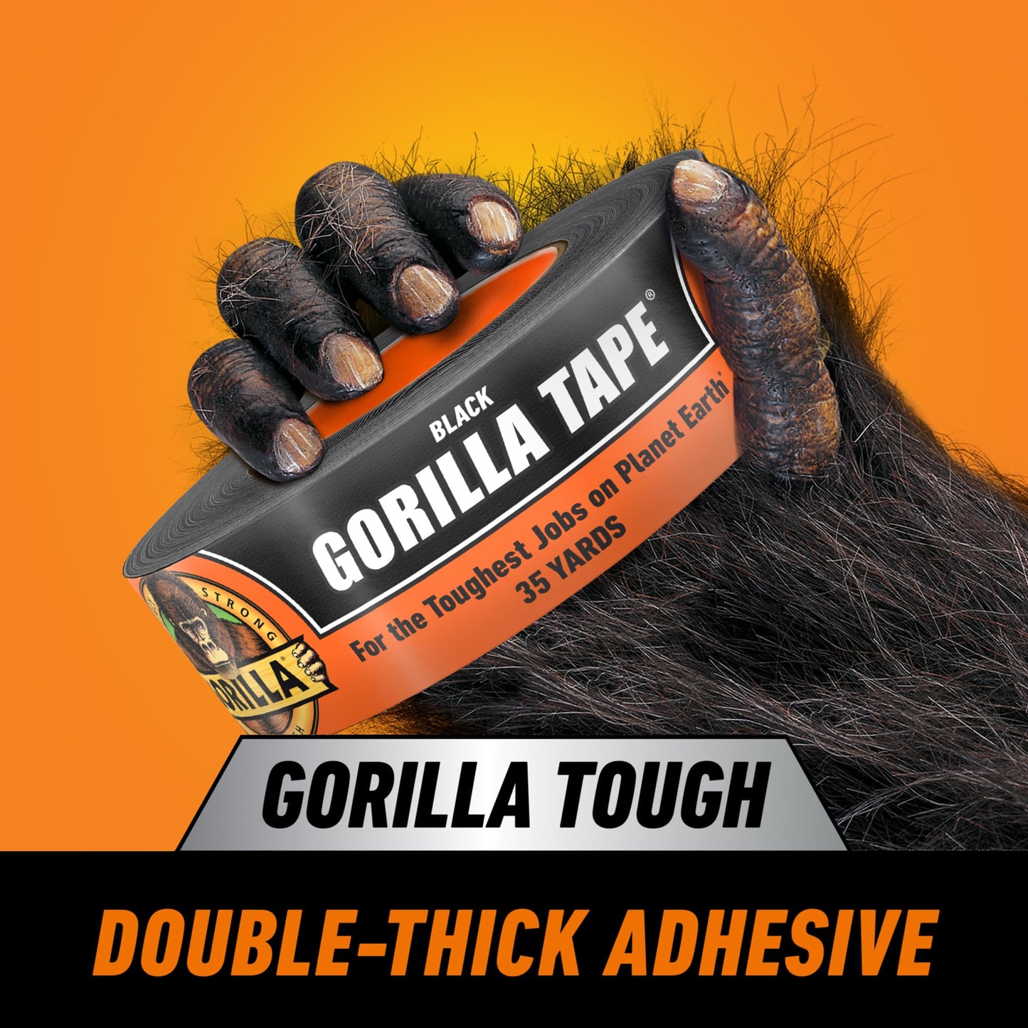 Gorilla Duct Tape, Black Tape, 1.88" x 35 yd (Pack of 1) - Heavy Duty and Weather Resistant for Indoor or Outdoor