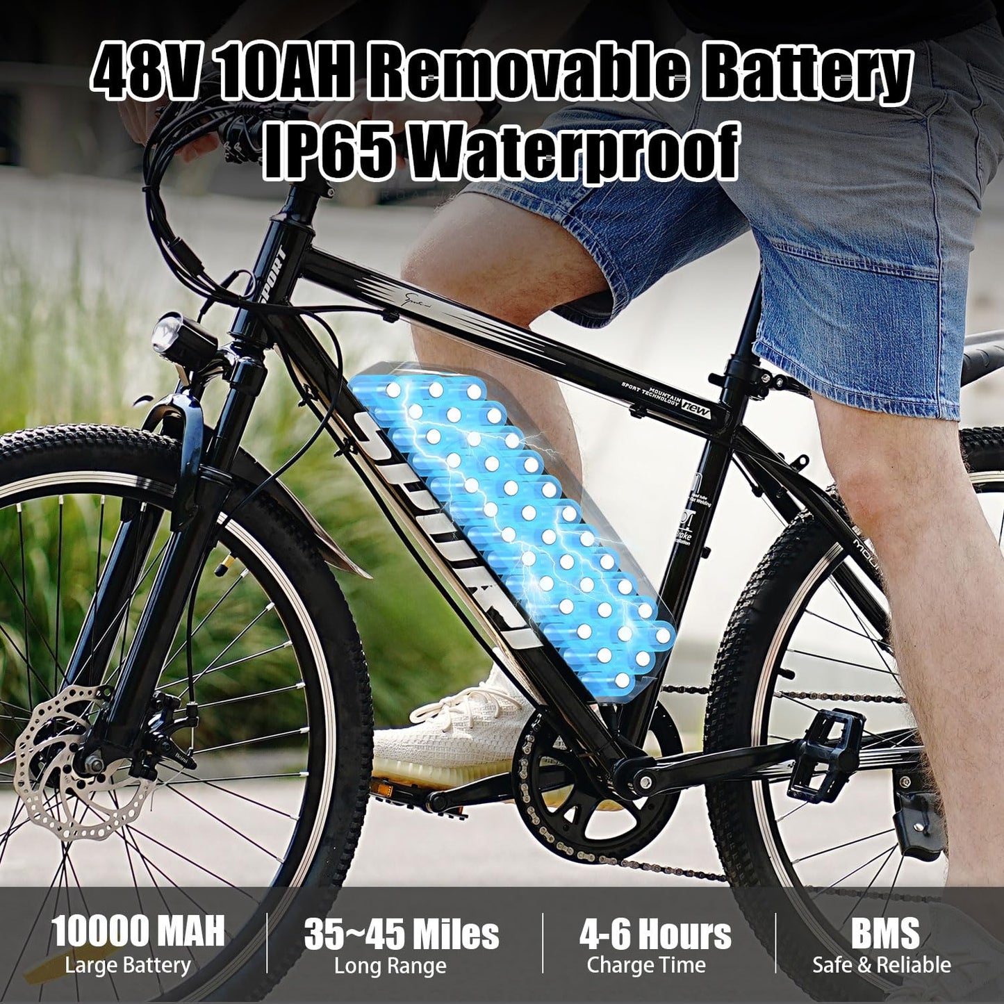 Electric Bike for Adults, 750W Motor, Up to 25 MPH 45 Miles, Removable Battery, 7 Speeds, 26" Electric Mountain Bike Comes with Bike Lock, Fender, Soft Seat Pad, UL2849