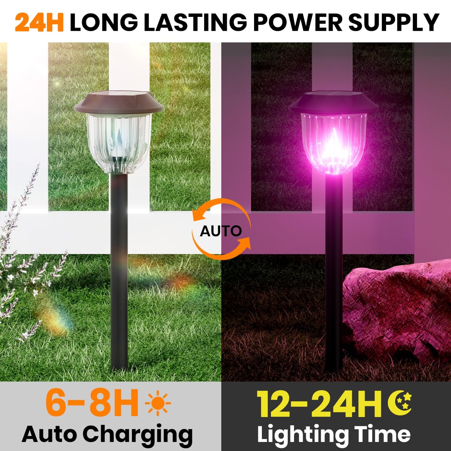 AOSEA Christmas Solar Pathway Lights Outdoor Waterproof, Solar Powered Garden Lights, Christmas Decor Garden Lighting for Yard, Patio, Landscape, Pathway (RGB Flash Mode Only, 10 Pack)