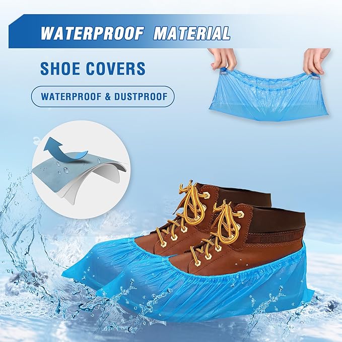 ProtectX Disposable Shoe & Boot Covers, XL Extra Large, 200-pack (100 pairs), Waterproof, Slip Resistant, Durable CPE plastic, Fits up to Men’s 14 US Size and All Women’s US Size Shoes